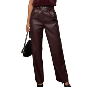 Liz Roberts Robert Elliot, Soft Leather Pleaded Pants